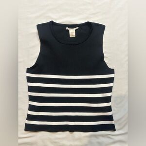 Happily Grey Black and White Striped Cropped Tank Top